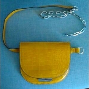 Zara Yellow Chain Link Belt Bag with Textured Finish